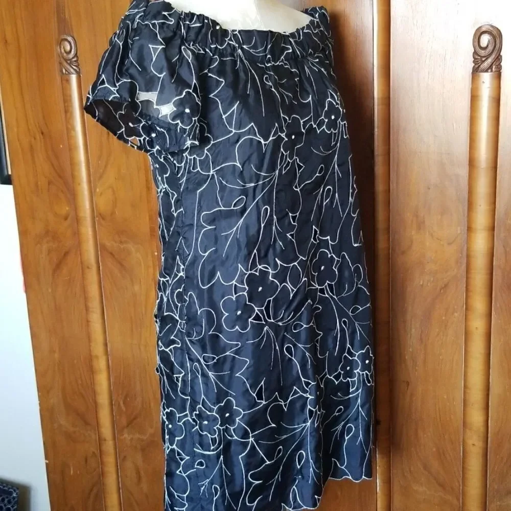 Lu Lu Lame Blk & Wht Silk Mini, M - Picture 3 of 5